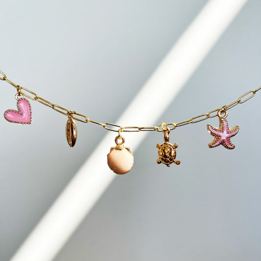 COLLIER CHARMS PINK AND SEA